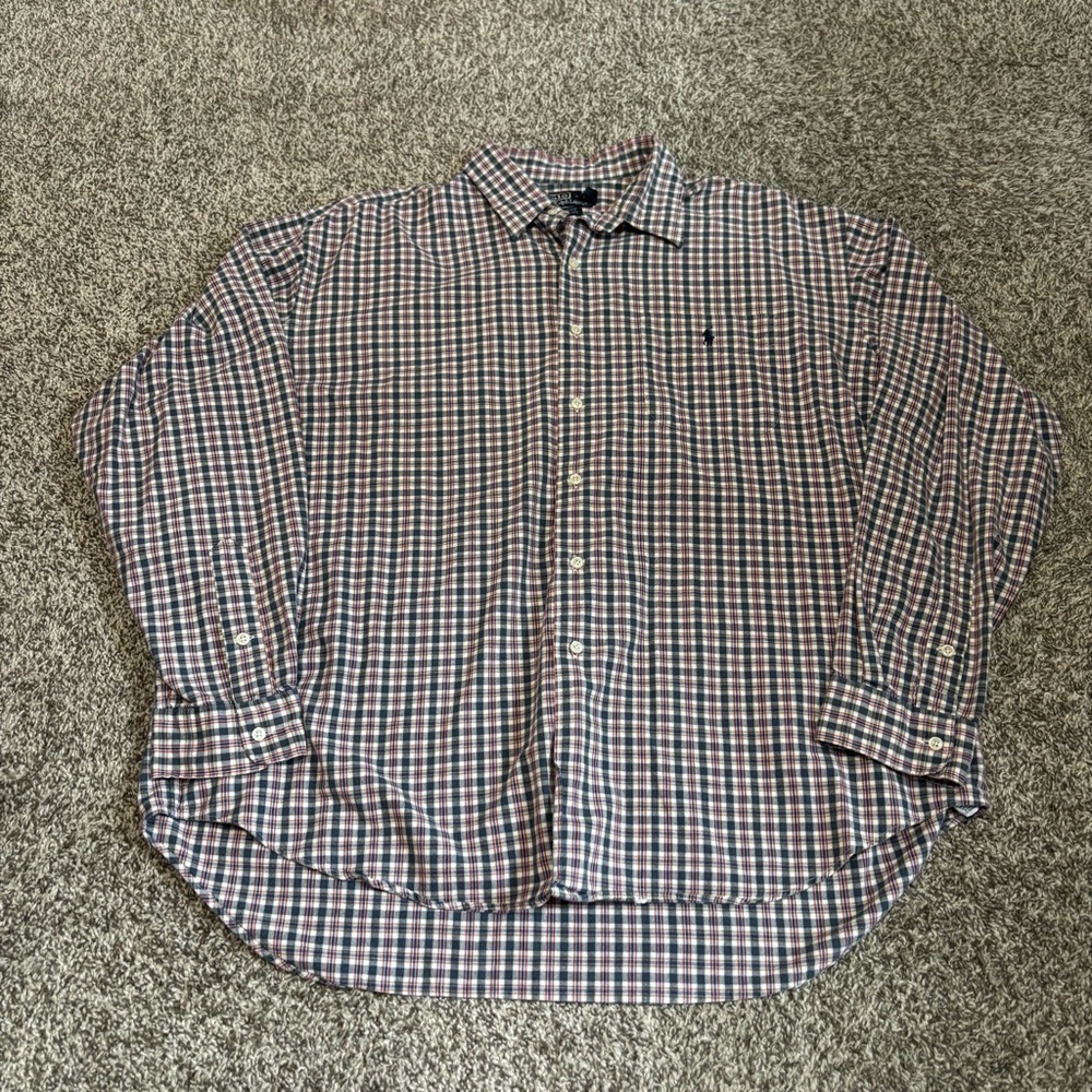 Polo Ralph Lauren Marlowe Mens 2XL Button Up Shirt Classic Plaid Long Sleeve